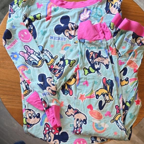 Disney Mickey Mouse Kids Pajama Set - Pink and Green - Picture 1 of 3